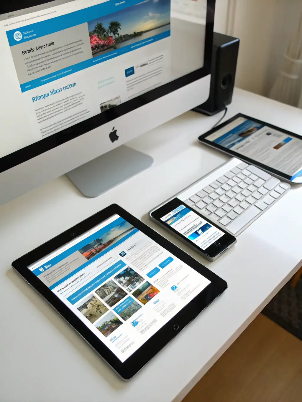 A modern, responsive website design displayed on multiple devices, showcasing the importance of a strong online presence.